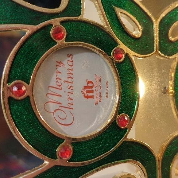 Bnib Joy stocking holder in red and green with weighted gold base and hook. - Picture 4 of 6